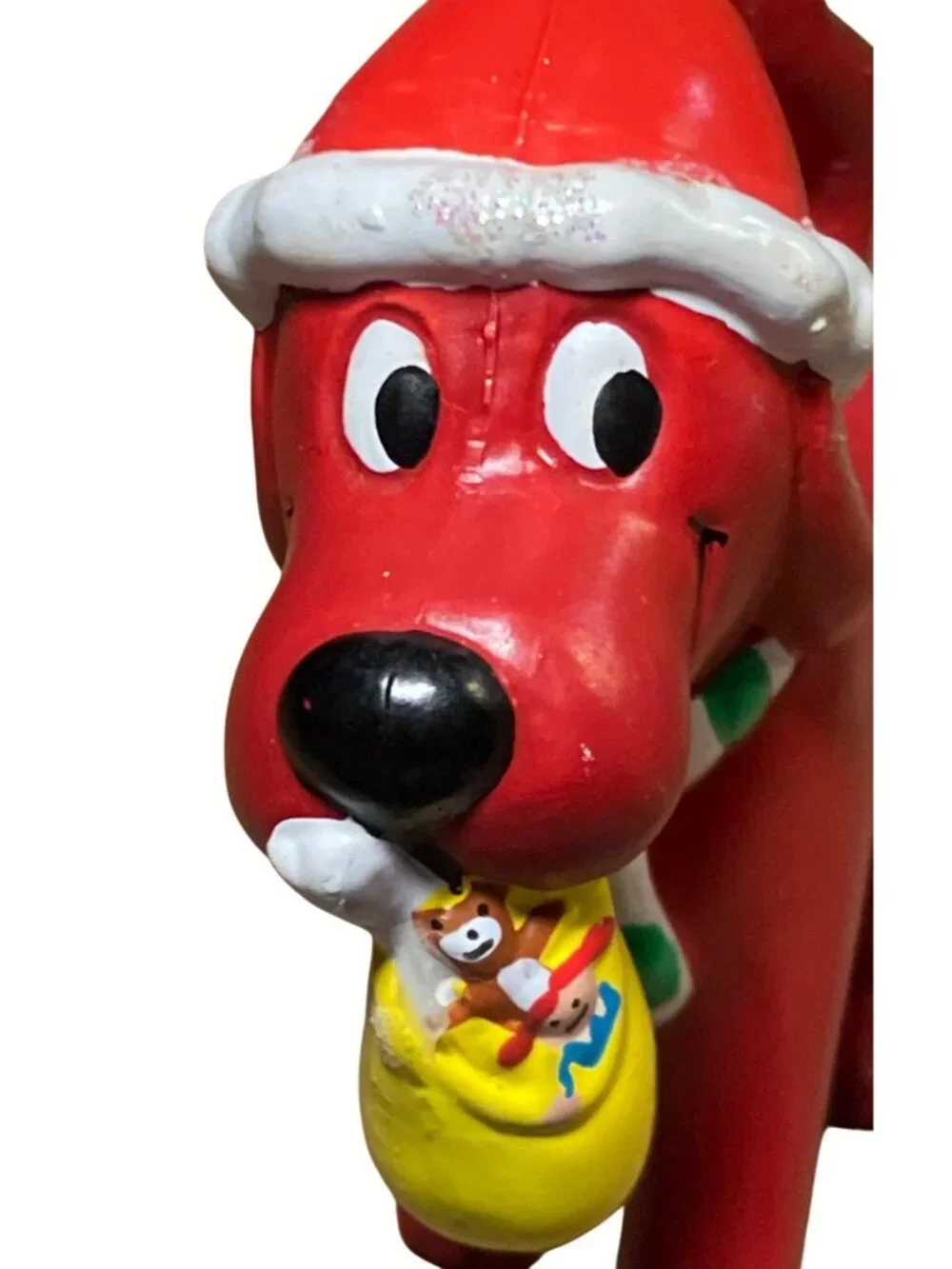 Clifford the Big Red Dog Christmas Ornament With Santa Hat and Scarf